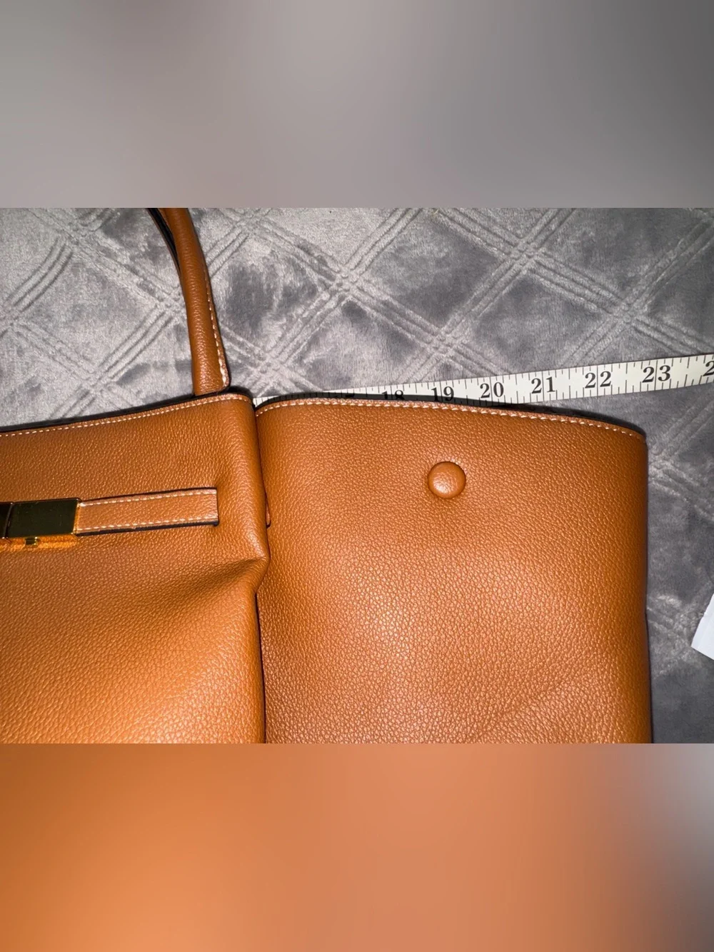Women's Brown Faux Leather Large Tote Bag
